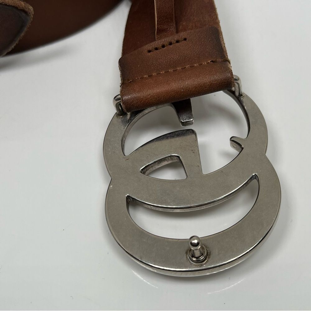 Gucci GG Brown Leather Belt Size 110 - 44 - Picture 4 of 11